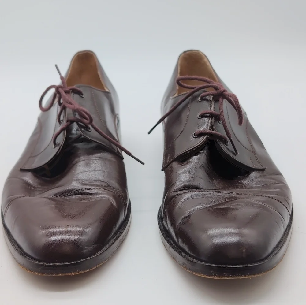 Elegant Lucciano Italy Sz 9 Brown Leather Men's Cap Toe Shoes